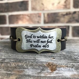 Scripture faux leather cuff bracelet